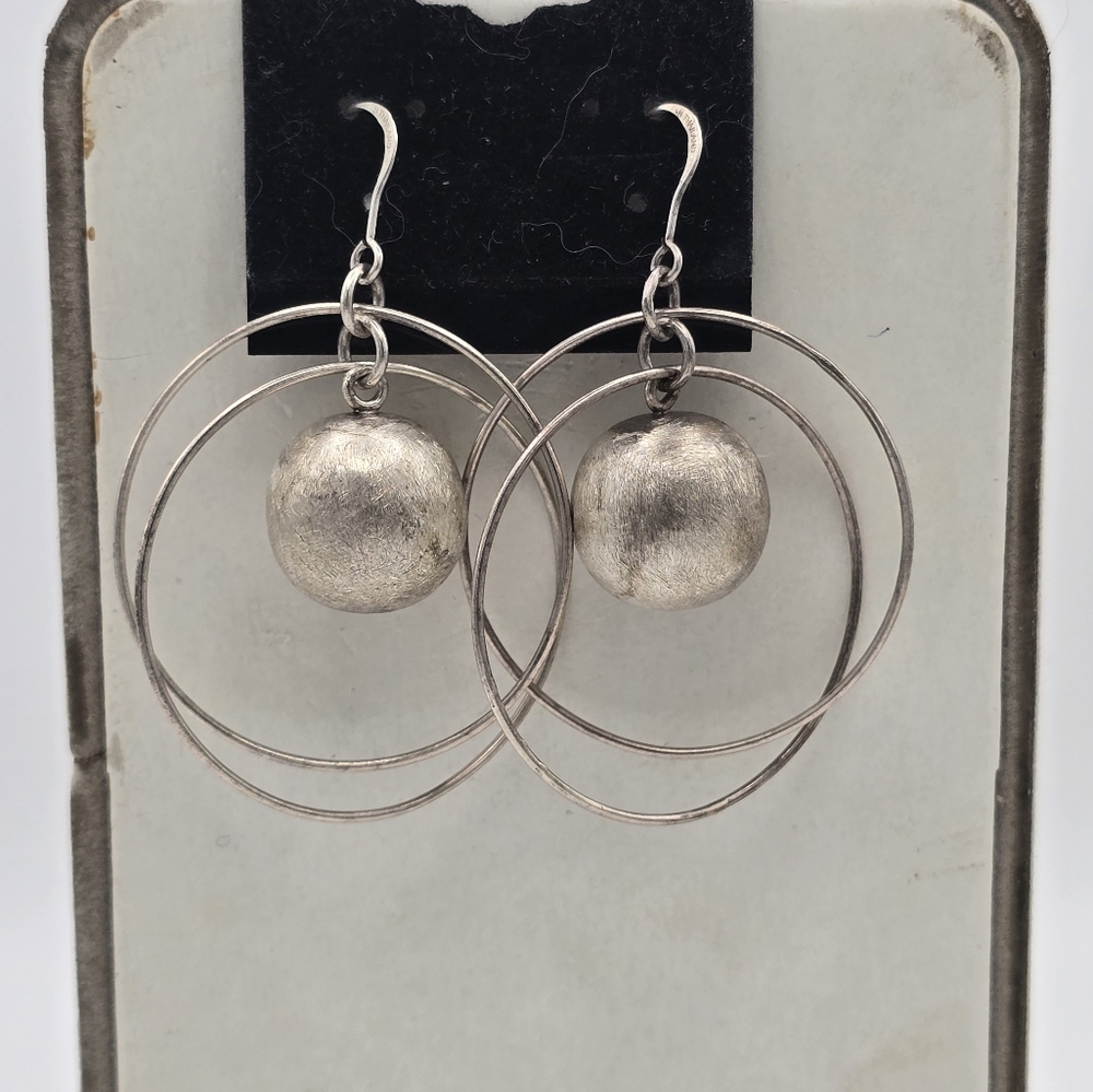 Sterling Silver Hanging Sphere Earrings